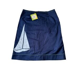 NWT - Elizabeth McKay Sailboat Skirt, size 10 Navy Blue Sailor Skirt, white boat